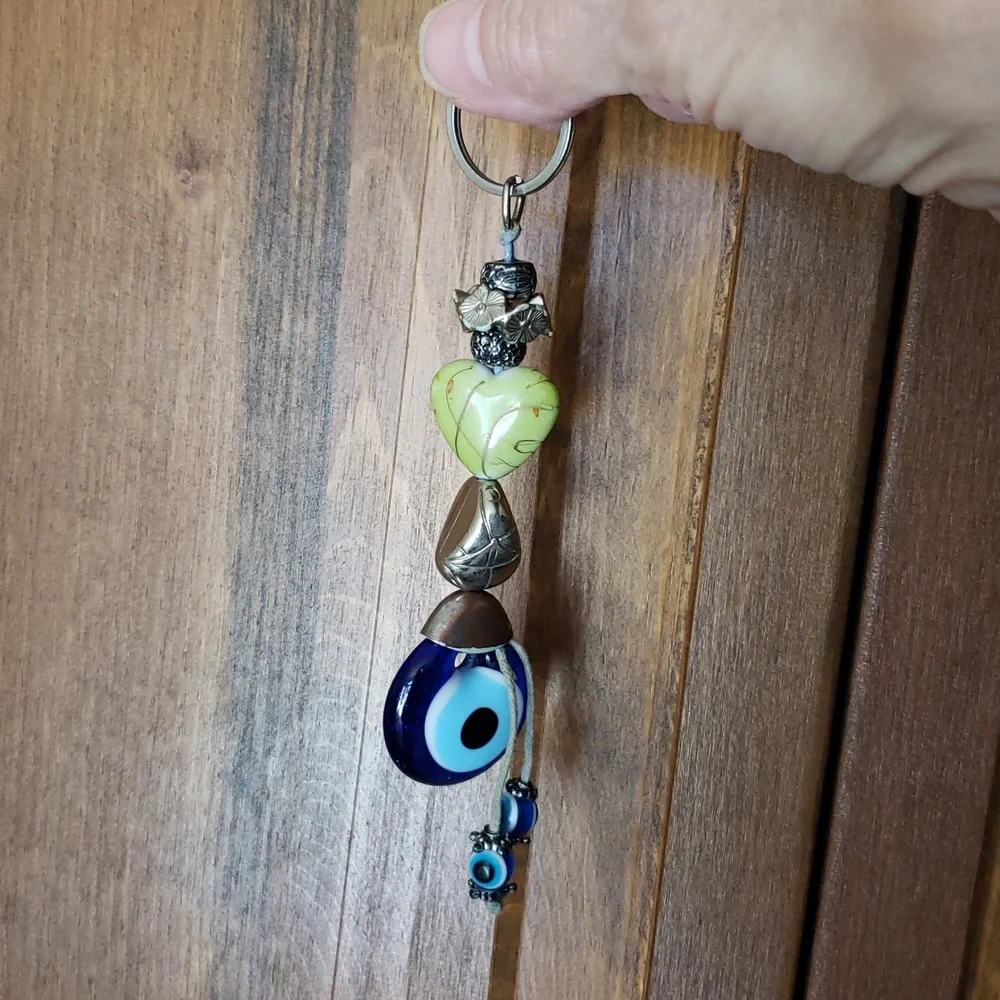 Evil Eye Beaded Glass Good Luck Charm Keychain